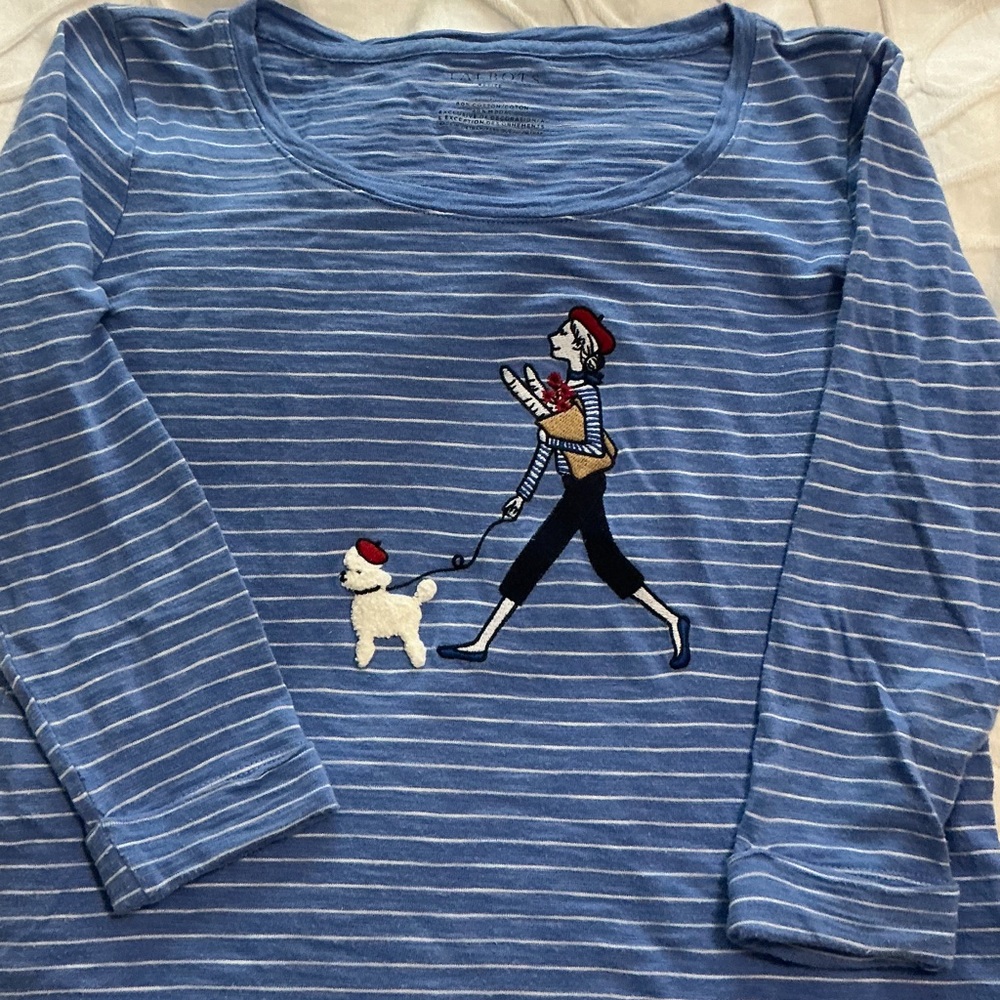 Talbots Blue and White Striped Top